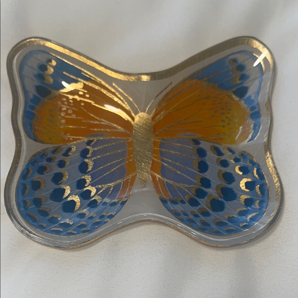 Paper Source Butterfly Jewelry/Trinket Dish - Blue and Gold